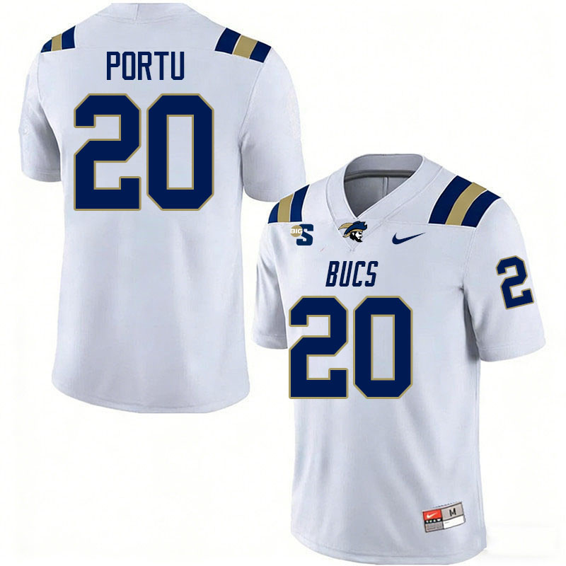 Charleston Southern Buccaneers #20 David Portu College Football Jerseys,Uniforms-White